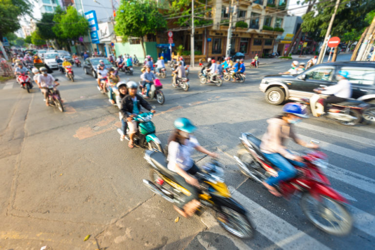 バイクの多い、東南アジアの調査